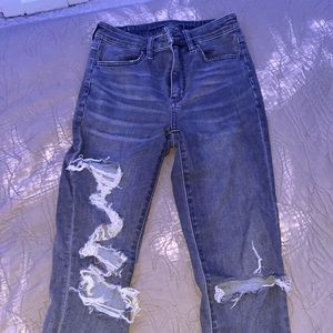 high rise grey american eagle jeans